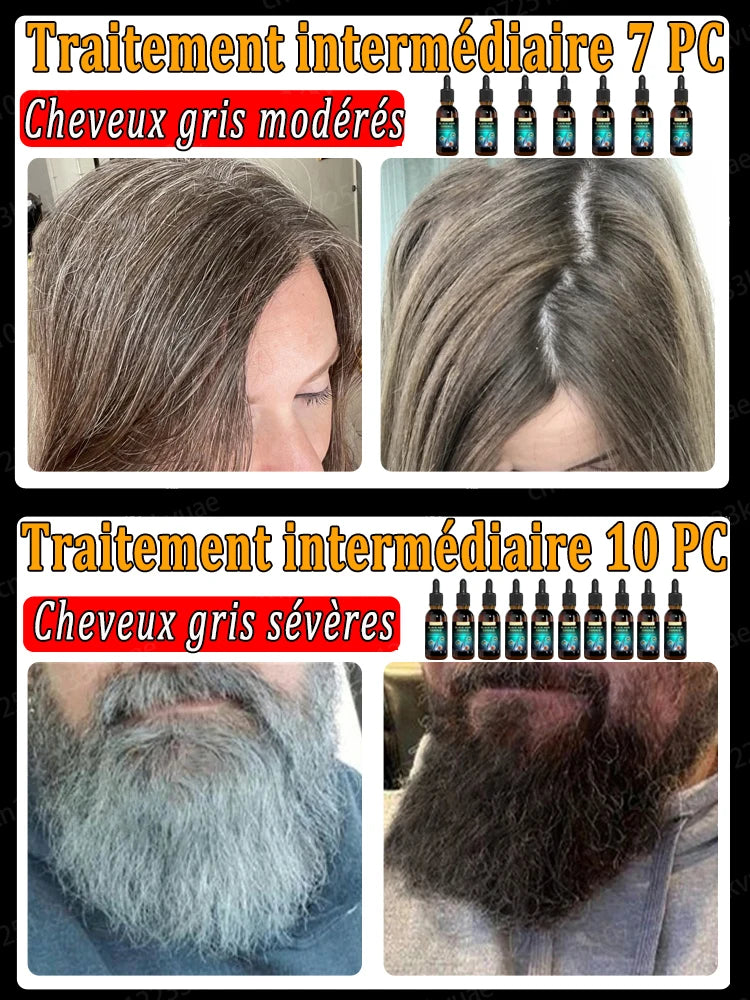 Essence de cheveux anti-gris, restaure la couleur naturelle des cheveux et restaure des cheveux sains