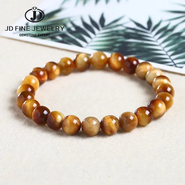 JD-Bracelets Bouddha Œil de Tigre Bleu pour Homme et Femme, Pierre Naturelle, Perle Ronde, Commandée, Yoga, Méditation, Bijoux Cadeau, Haute Qualité