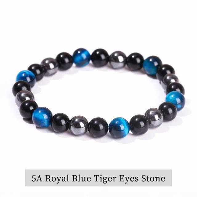 JD-Bracelets Bouddha Œil de Tigre Bleu pour Homme et Femme, Pierre Naturelle, Perle Ronde, Commandée, Yoga, Méditation, Bijoux Cadeau, Haute Qualité