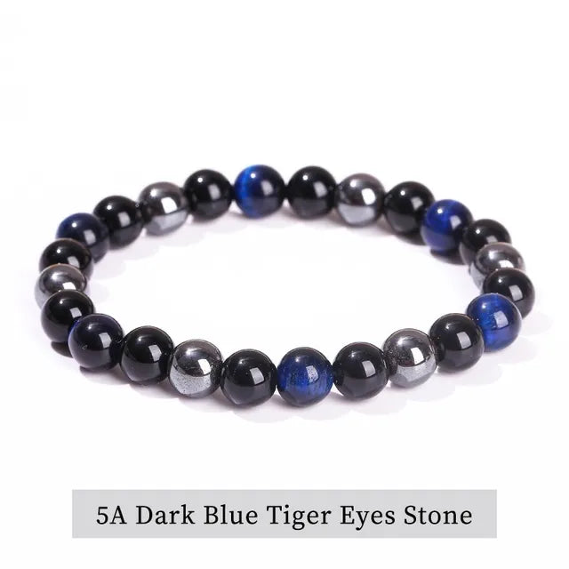 JD-Bracelets Bouddha Œil de Tigre Bleu pour Homme et Femme, Pierre Naturelle, Perle Ronde, Commandée, Yoga, Méditation, Bijoux Cadeau, Haute Qualité