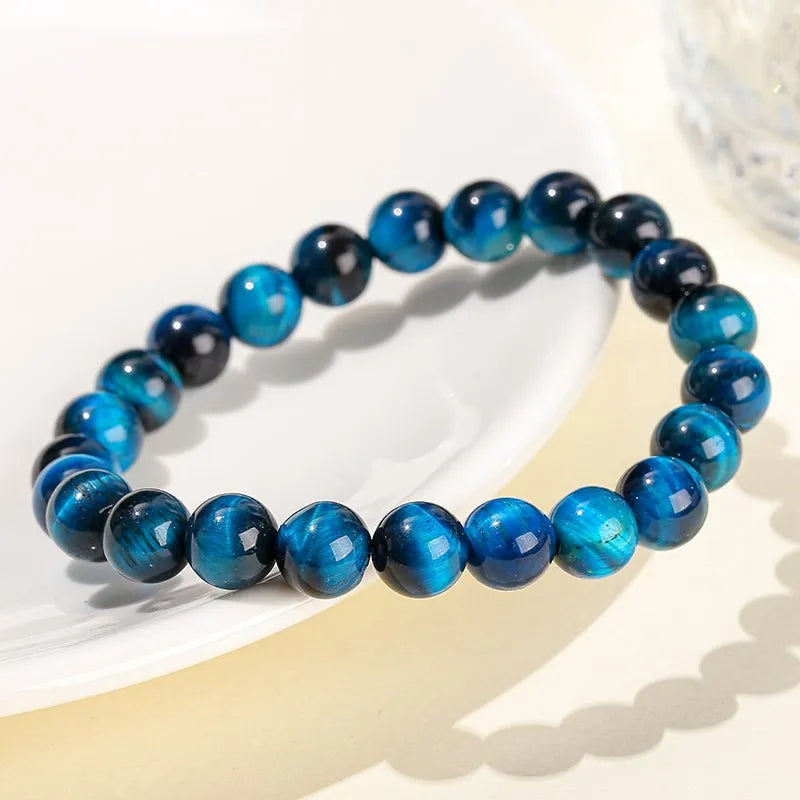 JD-Bracelets Bouddha Œil de Tigre Bleu pour Homme et Femme, Pierre Naturelle, Perle Ronde, Commandée, Yoga, Méditation, Bijoux Cadeau, Haute Qualité