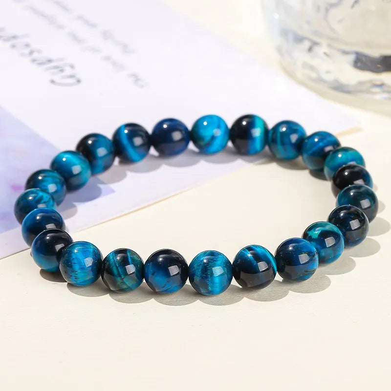 JD-Bracelets Bouddha Œil de Tigre Bleu pour Homme et Femme, Pierre Naturelle, Perle Ronde, Commandée, Yoga, Méditation, Bijoux Cadeau, Haute Qualité