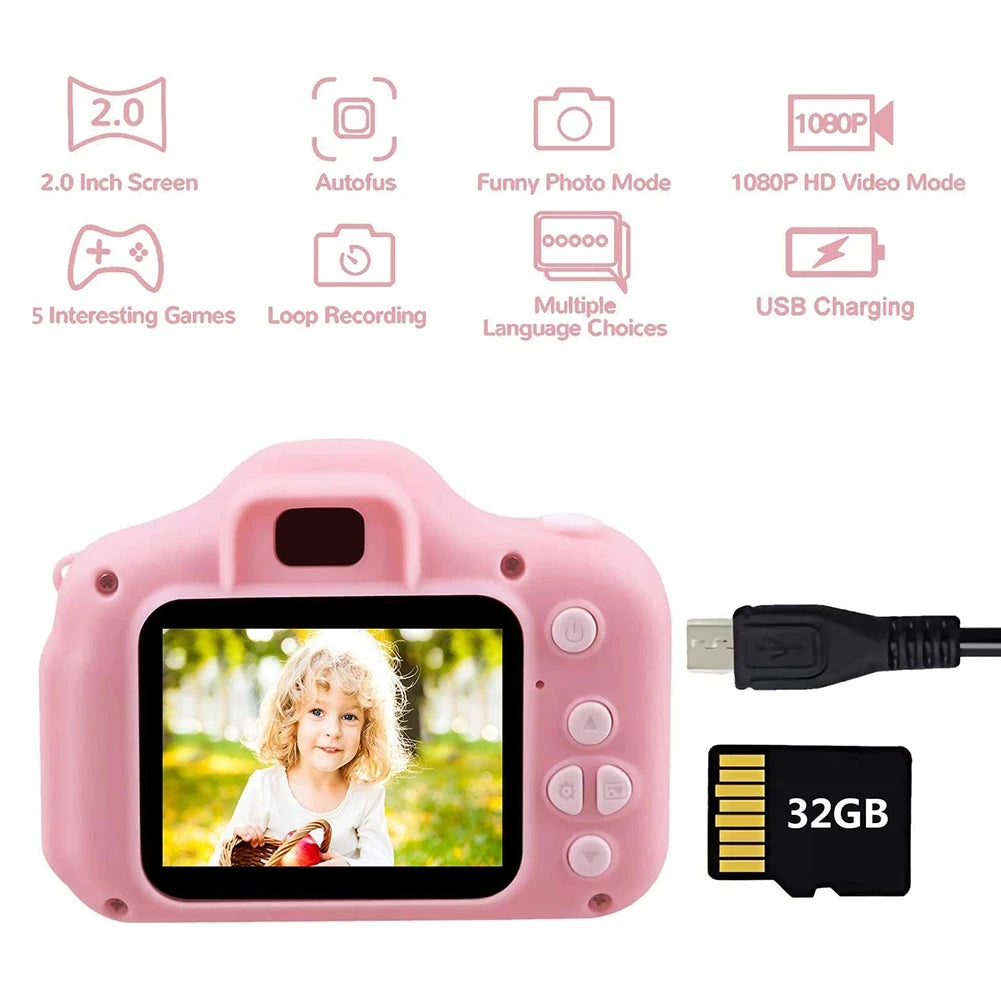 Mini Appareil photo enfant avec caset écran HD IPS 2 pouces jouets pour filles 2 3 4 ans tiktok trends haute qualité jouet extérieur etui housse appareil photo jetable pas cher petit cadeaux enfants anniversaire 2023