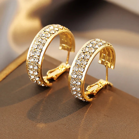 Nouveau classique alliage de cuivre zirconium diamant métal cerceau boucles d'oreilles pour les femmes mode coréen bijoux tempérament fille porter des boucles d'oreilles