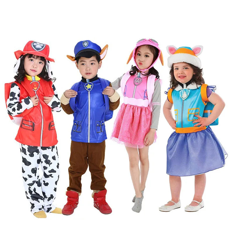 Paw Patrol Anime Costume pour enfants, Chase, Marshall, Rocky, Zuma, Skye, Rubble Cosplay, Vêtements, Journée des enfants, Tenue de performance, Vente en gros