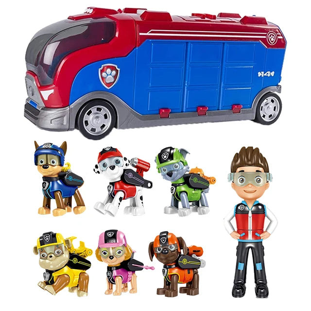 Paw Patrol-Bus de Sauvetage en PVC pour Enfant, Figurine de Chien Déformé, Véhicule de Dessin Animé, Modèle