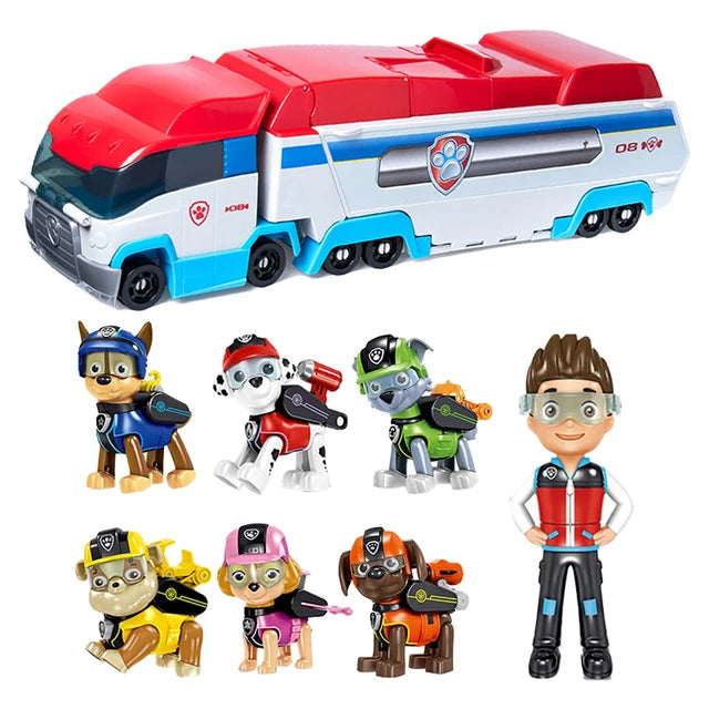 Paw Patrol-Bus de Sauvetage en PVC pour Enfant, Figurine de Chien Déformé, Véhicule de Dessin Animé, Modèle