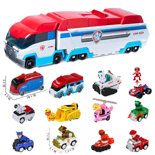 Paw Patrol-Bus de Sauvetage en PVC pour Enfant, Figurine de Chien Déformé, Véhicule de Dessin Animé, Modèle