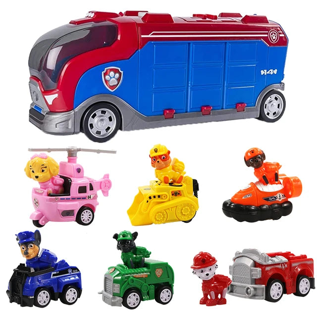 Paw Patrol-Bus de Sauvetage en PVC pour Enfant, Figurine de Chien Déformé, Véhicule de Dessin Animé, Modèle