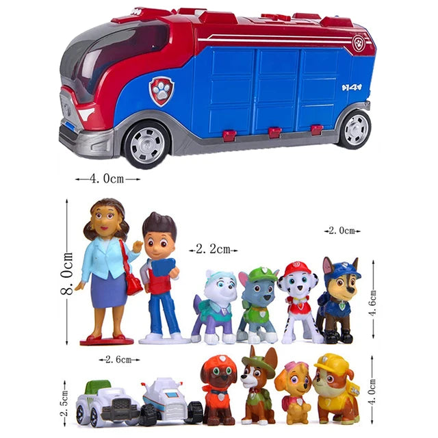 Paw Patrol-Bus de Sauvetage en PVC pour Enfant, Figurine de Chien Déformé, Véhicule de Dessin Animé, Modèle