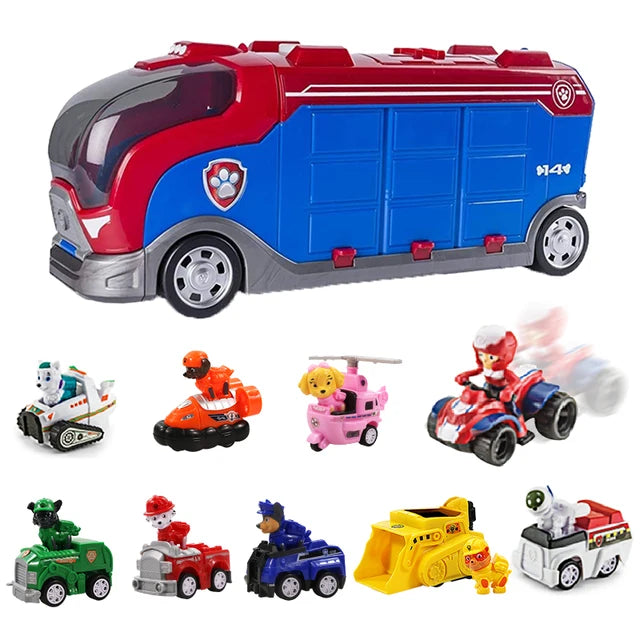 Paw Patrol-Bus de Sauvetage en PVC pour Enfant, Figurine de Chien Déformé, Véhicule de Dessin Animé, Modèle