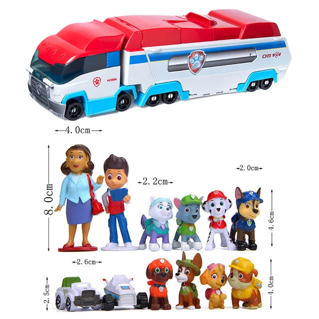 Paw Patrol-Bus de Sauvetage en PVC pour Enfant, Figurine de Chien Déformé, Véhicule de Dessin Animé, Modèle