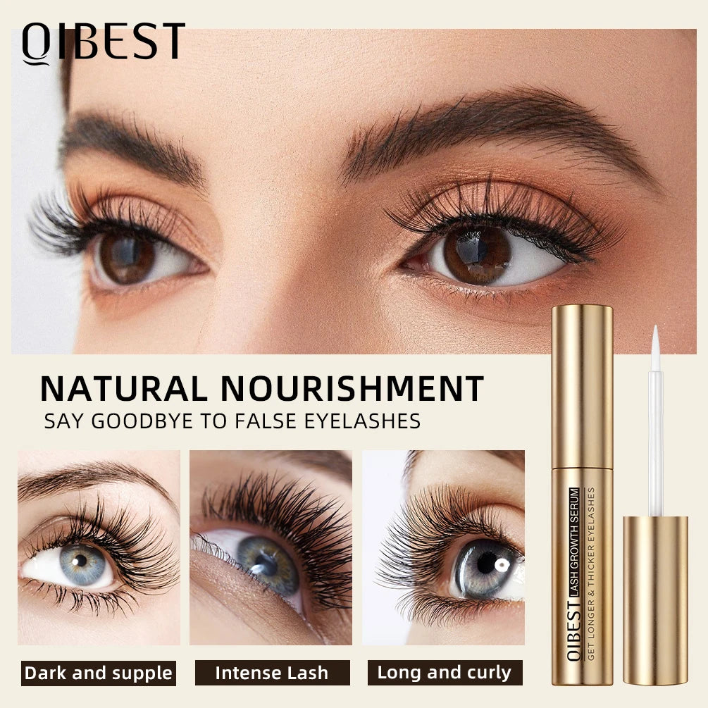 QIBEST-Huile de Croissance de Cils Naturelle, Sérum pour la Croissance des Cils, Huile Essentielle Optique, Maquillage Plus Nourrissant et Rehausseur