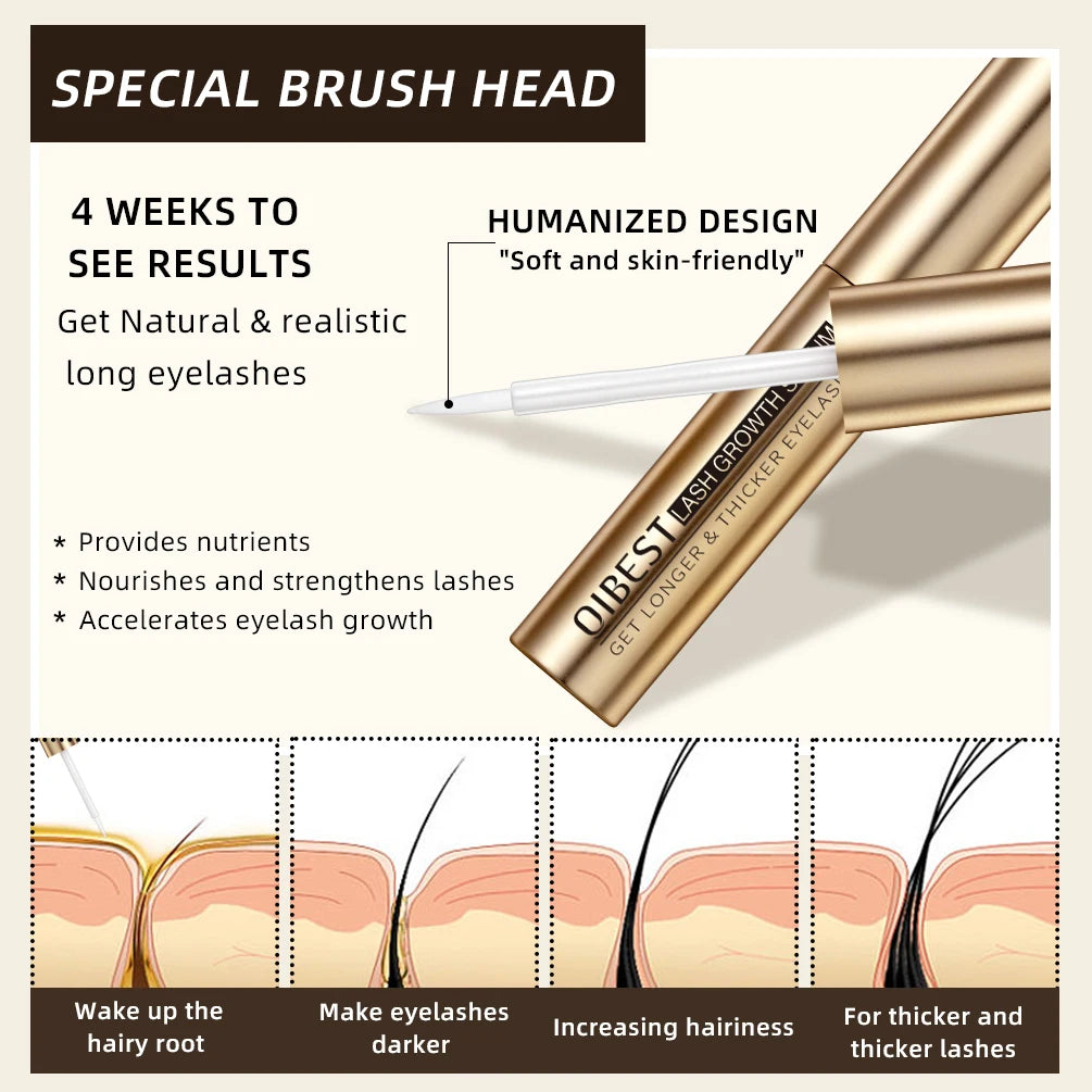 QIBEST-Huile de Croissance de Cils Naturelle, Sérum pour la Croissance des Cils, Huile Essentielle Optique, Maquillage Plus Nourrissant et Rehausseur