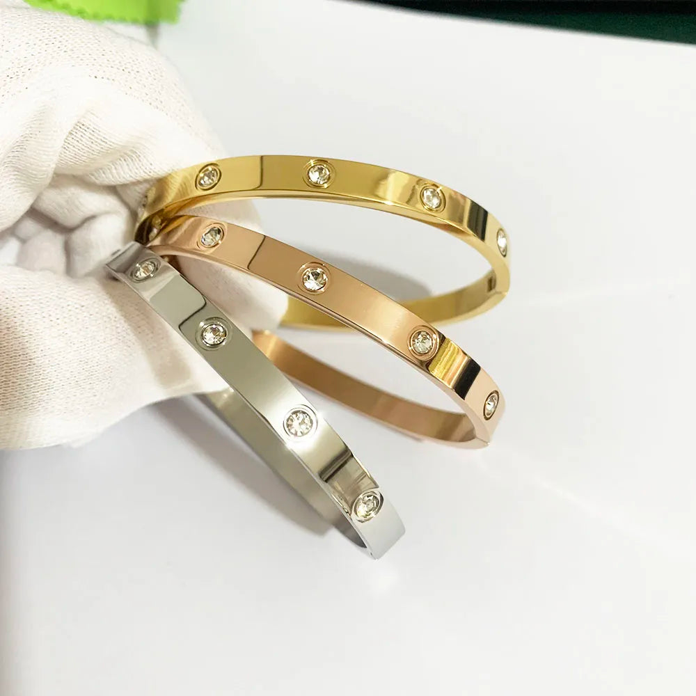 Zcomprend-Bracelet à clous en acier inoxydable pour femme, nouveau design, document doré, bijoux de marque à vis, 2023