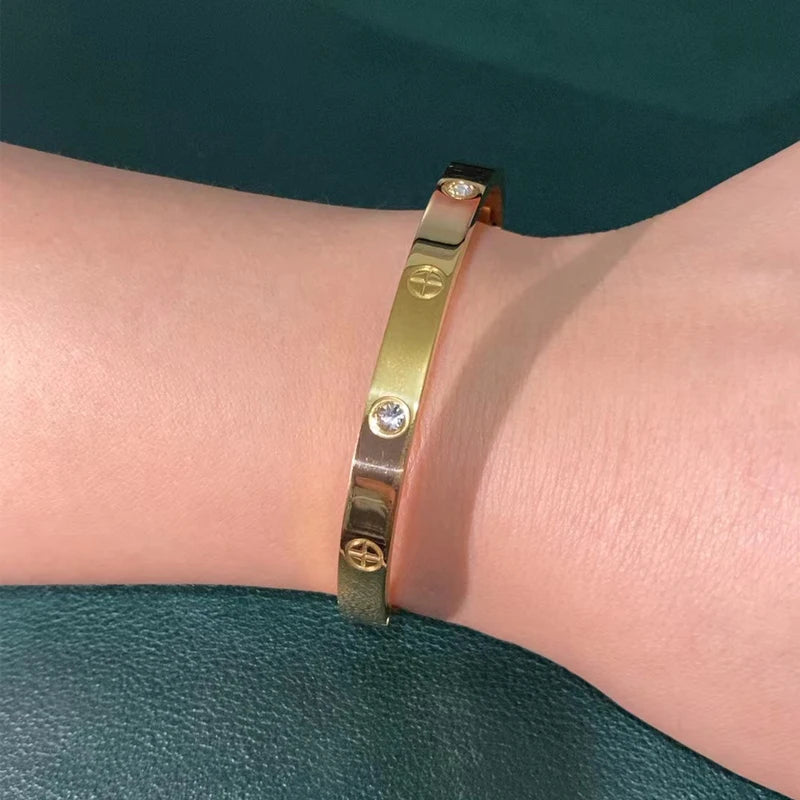 Zcomprend-Bracelet et jonc en acier inoxydable pour femme, nouveau design, document doré, écrou et croix, bijoux de marque à vis, livraison directe